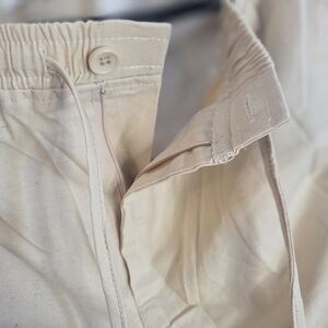 NWT Women's XL Coofandy Tan Capris Button Zipper Front With Draw String